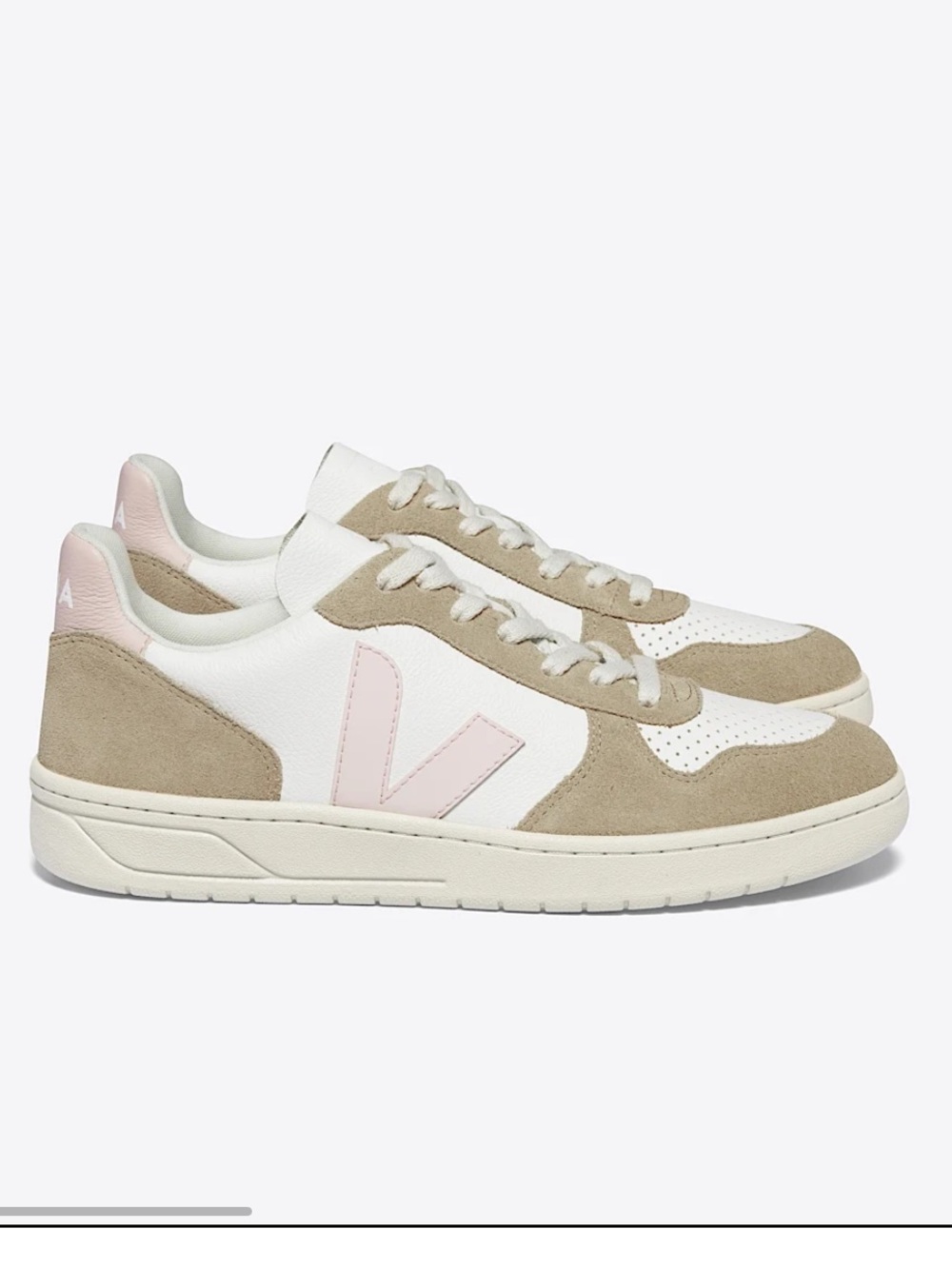 VEJA‎ V-10 LEATHER WHITE PETALE SAHARA Sz6